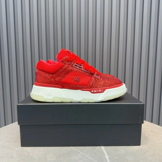 2024 Unisex Amiri Red Mesh Suede Sneakers MJ00360