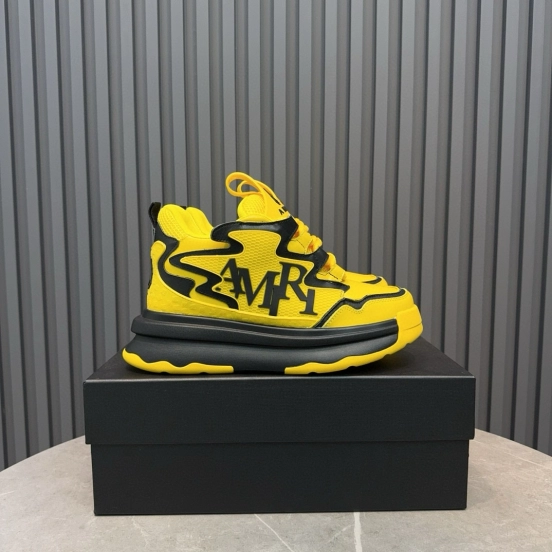 2024 Unisex Amiri Yellow Black Leather Sneakers MJ00410