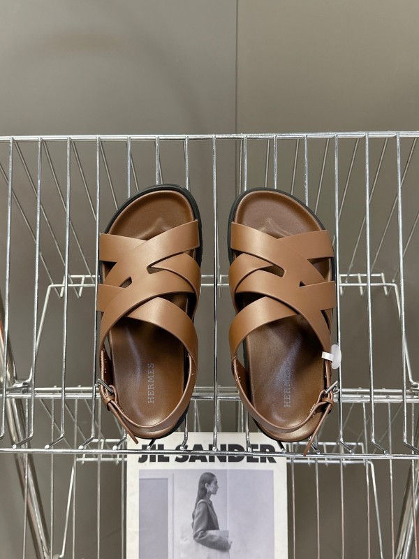 2025 Women Hermès Brown Leather Sandals