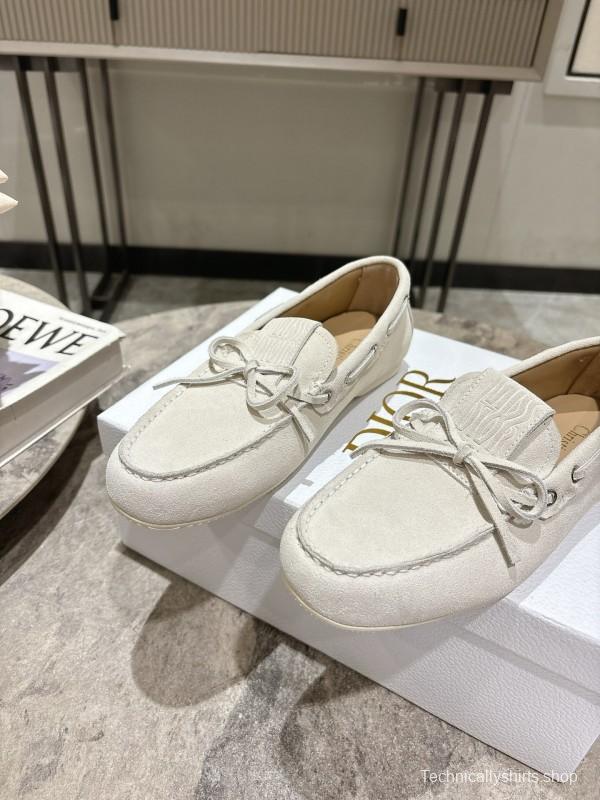 2025 Women Dior White Suede Loafers