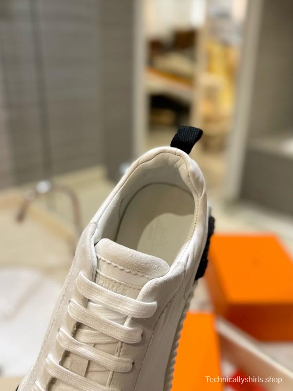 2024 Unisex Hermès White Imported Silk Lambskin Suede Sneakers MJ00320