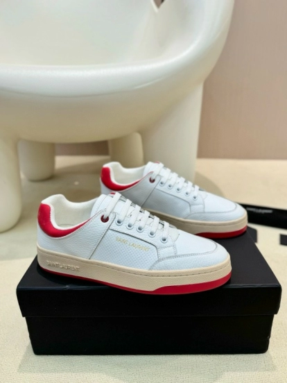 2024 Unisex Yves Saint Laurent White Red Leather Casual SL61 MJ00350
