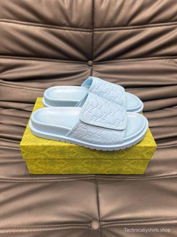 2024 Slippers Gucci Light Blue Synthetic Leather Slippers MJ00200
