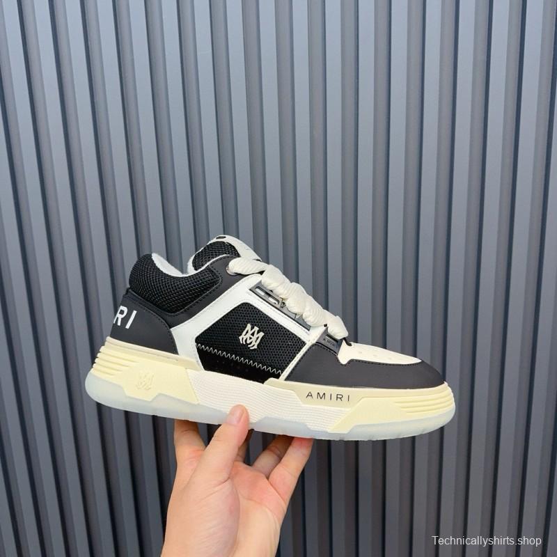 2024 Unisex Amiri Black White Leather Sneakers MJ00360
