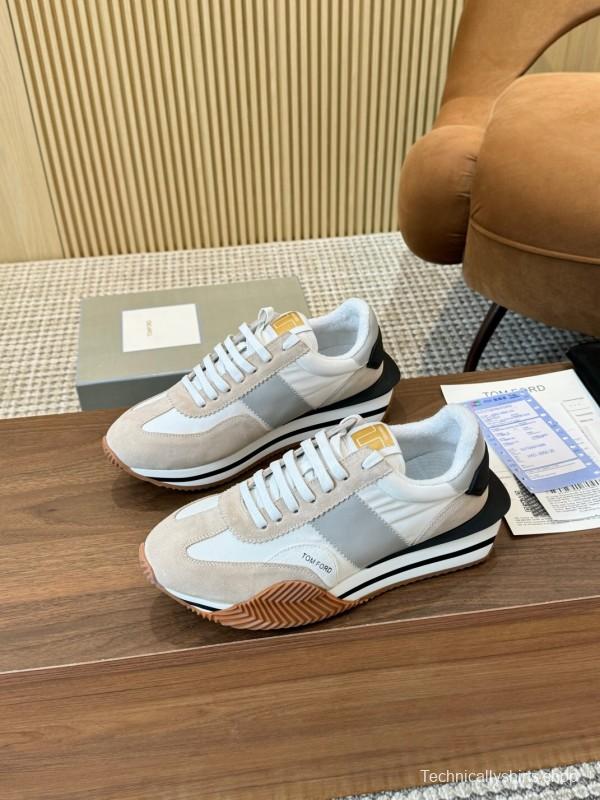 2025 Unisex TOM FORD Beige White Black Leather Suede Sneakers LY00360(F)/LY00370(M)