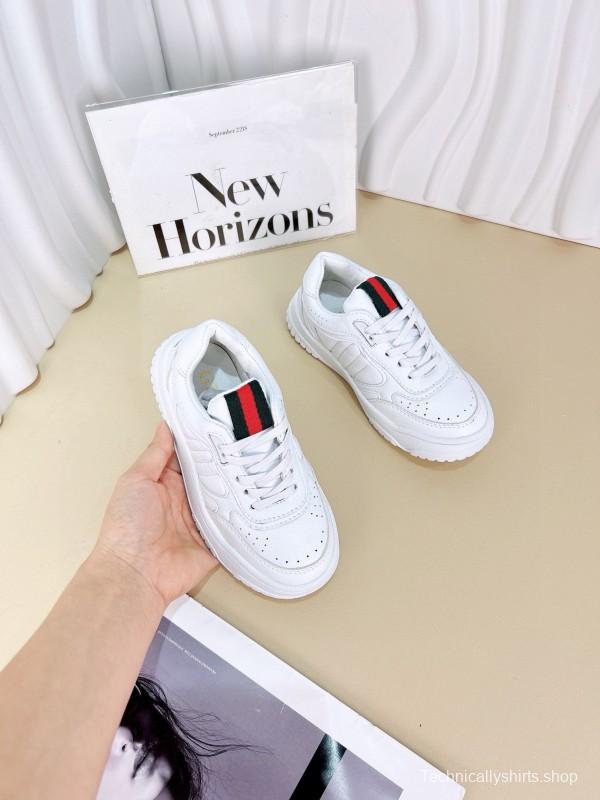 2024 Kids Gucci White Leather Sneakers