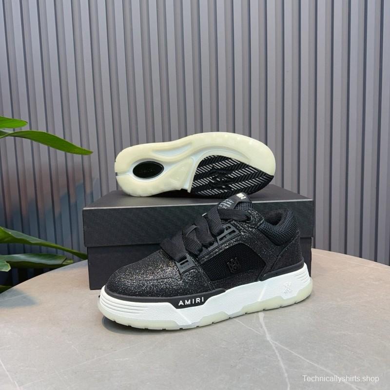 2024 Men Amiri Black Mesh Leather Sneakers MJ00360