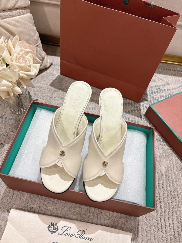 2025 Women LP White Leather Sandals LY00300
