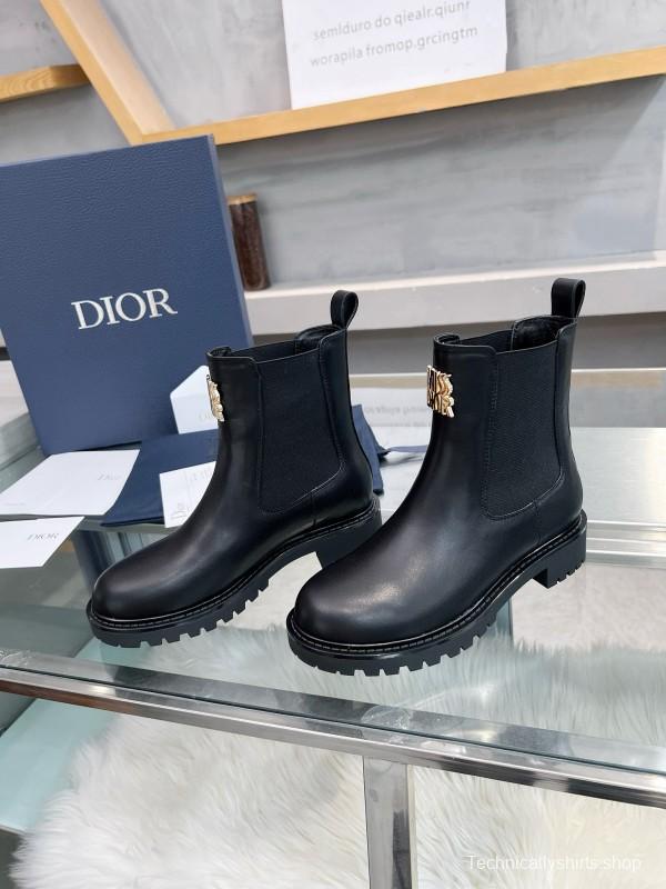 2024 Women Dior Black Leather Boots MJ00350