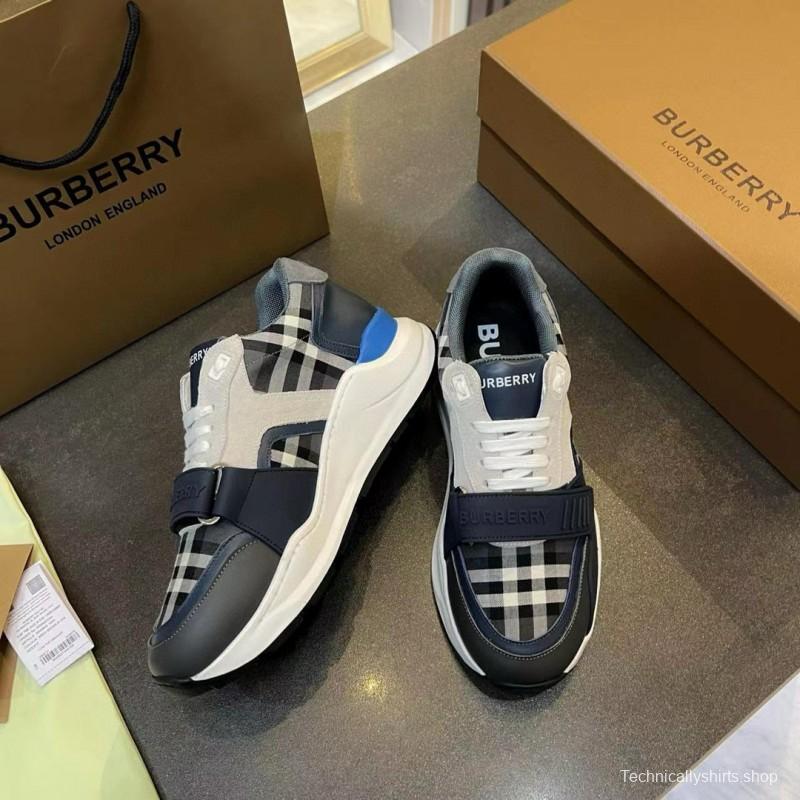 2025 Unisex Burberry Black White Beige Suede Leather Cotton Sneakers Vintage Check MJ00360