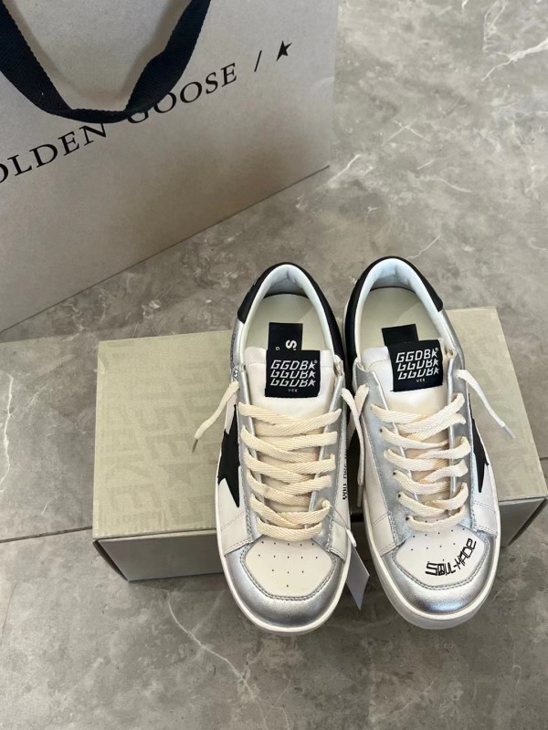 2024 Unisex GGDB White Silver Leather Sneakers MJ00260