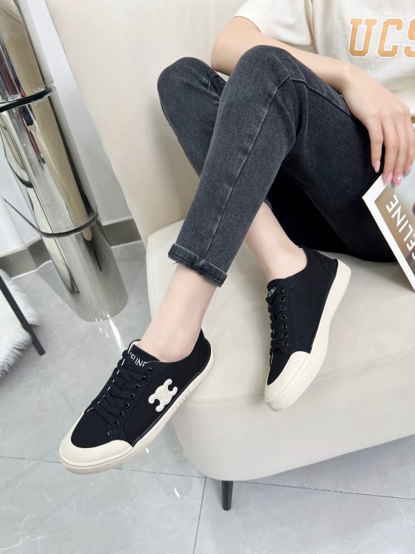 2025 Women Celine Black Canvas Sneakers LY00210
