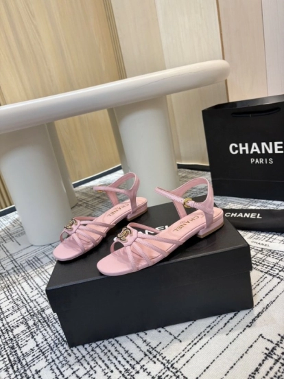 2025 Women Chanel Pink Lambskin Sandals LY00270
