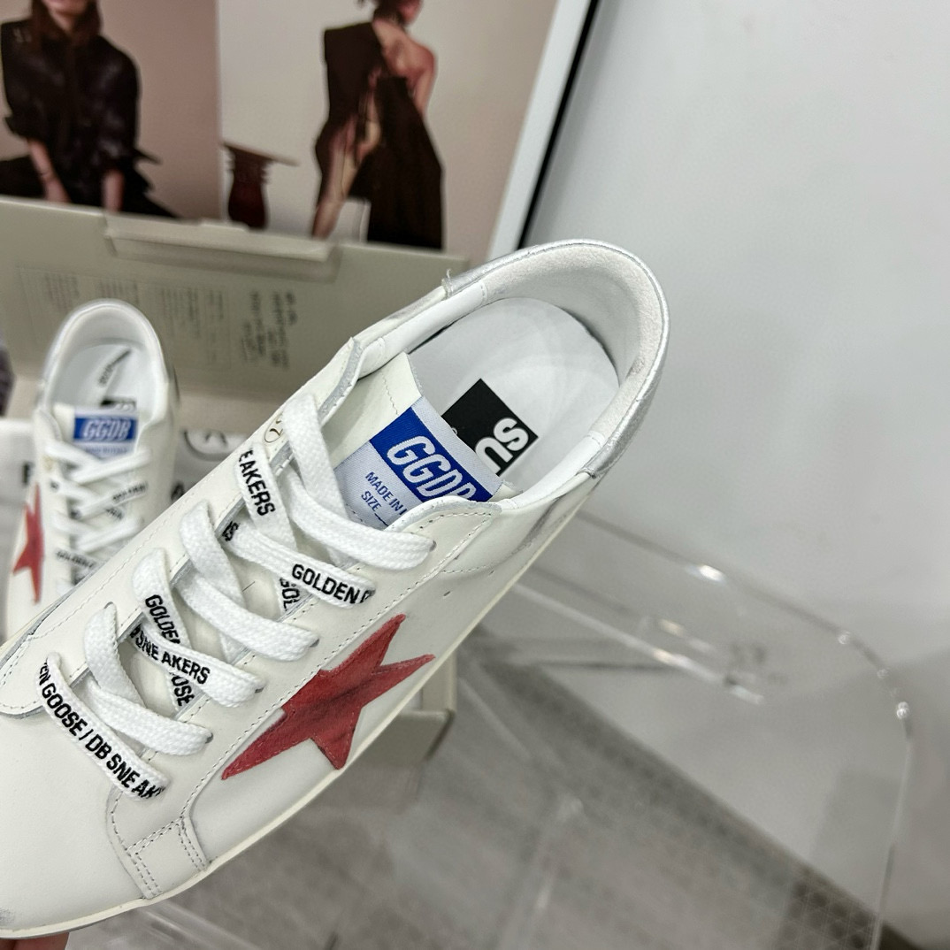 2025 Women GGDB White Red Leather Sneakers
