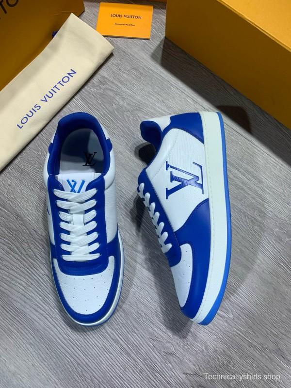 2024 Men Louis Vuitton Blue White Leather Sneakers MJ00380