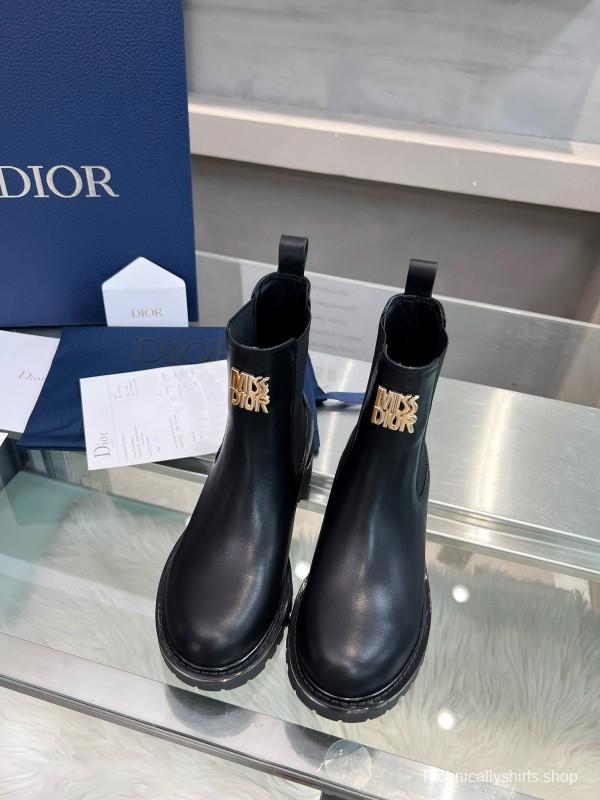2024 Women Dior Black Leather Boots MJ00350