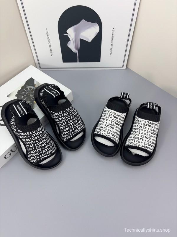 2025 Kids Dolce & Gabbana Black White Fabric Sandals