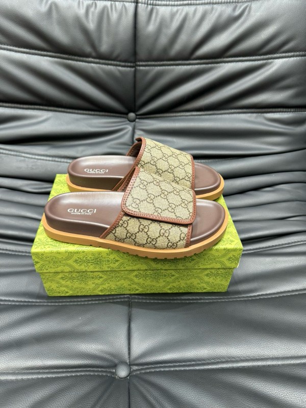 2024 Slippers Gucci Brown Canvas Slippers MJ00200