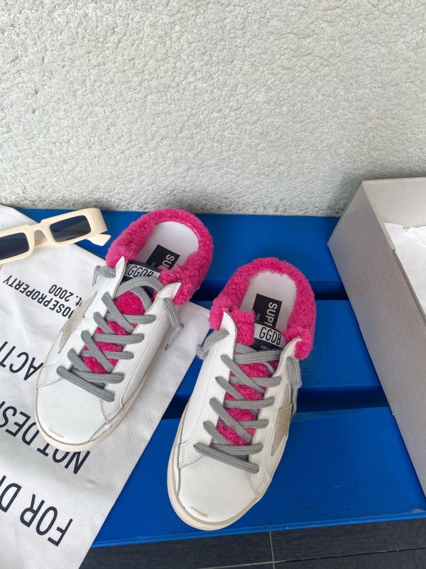 2024 Slippers GGDB White Pink Shearling Slippers MJ00280