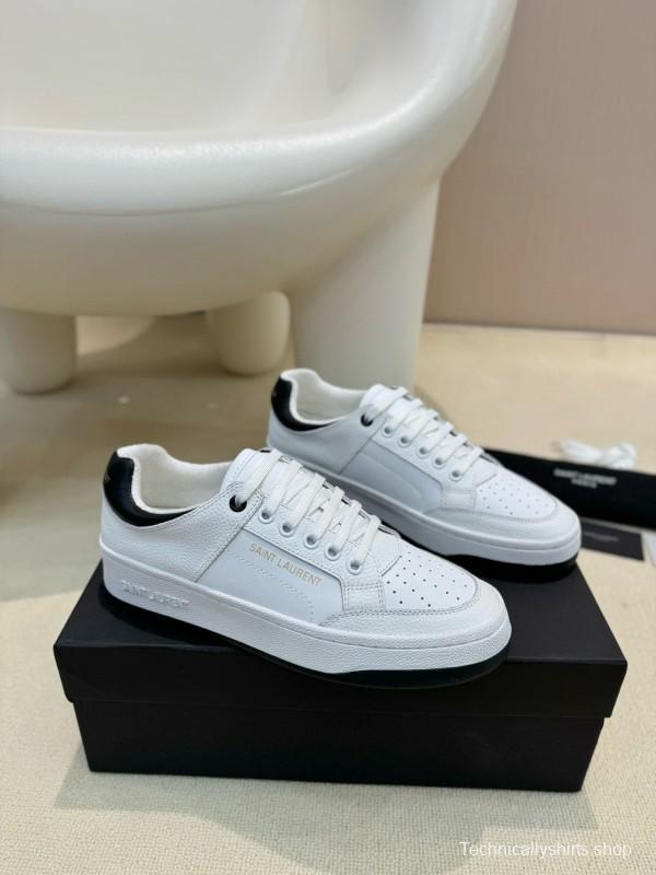 2024 Unisex Yves Saint Laurent white black leather sneakers