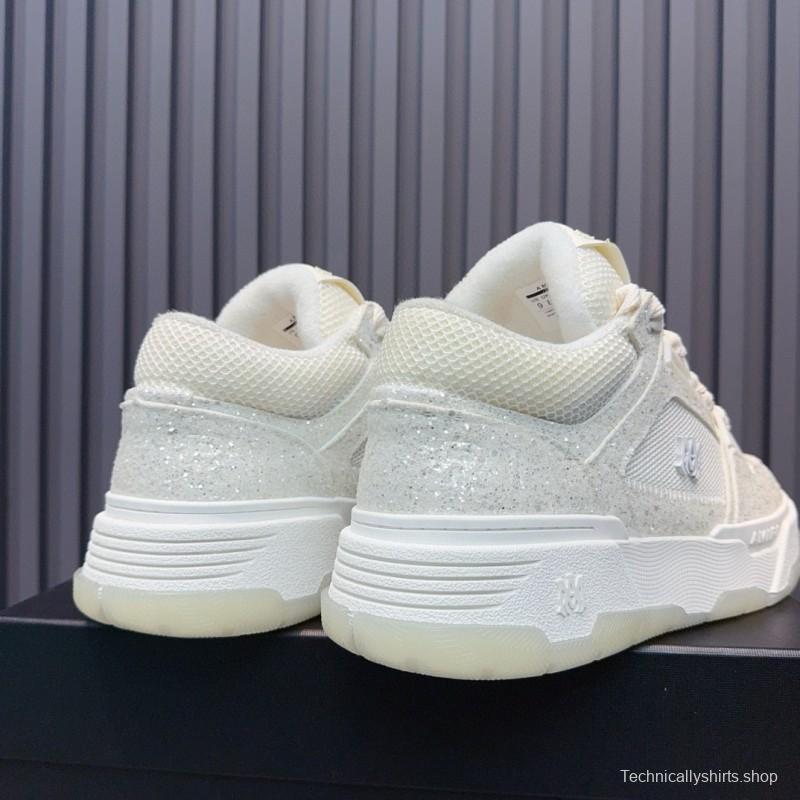 2024 Unisex Amiri White Mesh Leather Sneakers MJ00360