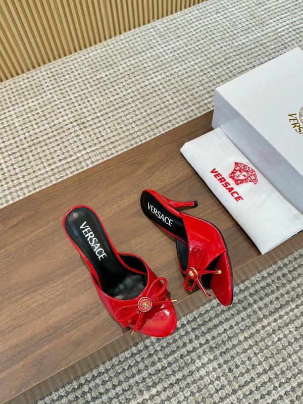 2025 Women VERSACE Red Patent Leather High Heel Bow LY00210