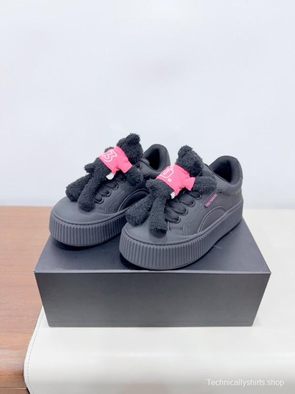 2025 Women 13DE MARZO Black Cow Leather Mesh Casual Shoes 3D Teddy Doll KFY00330