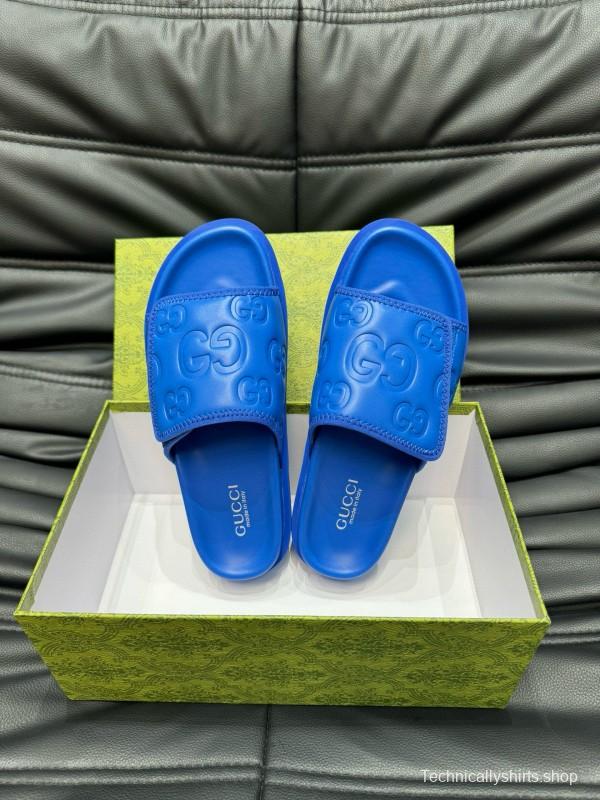 2024 Slippers Gucci Blue Leather Slippers MJ00200
