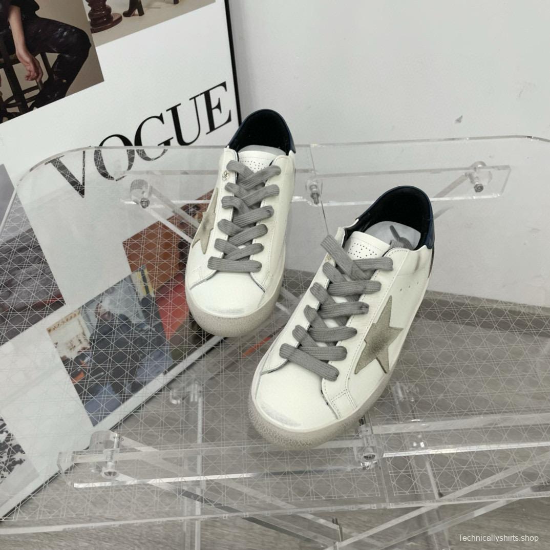 2025 Unisex GGDB White Grey Navy Leather Sneakers