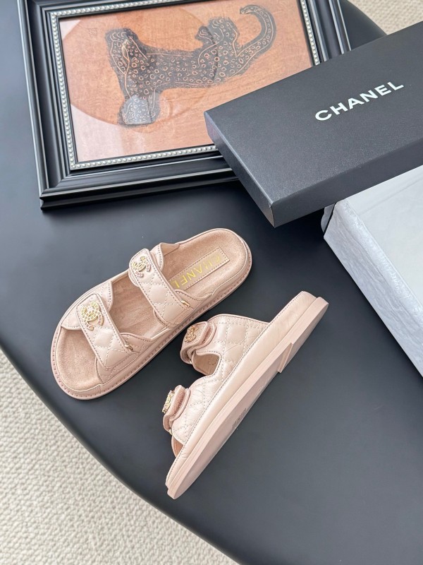 2025 Women Chanel Beige Leather Sandals LY00310
