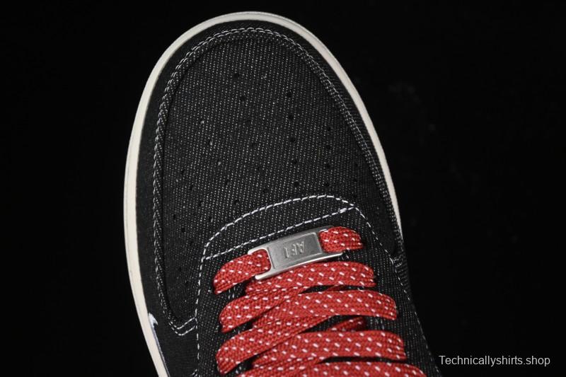 Nike Air Force 1'07 Low Stussy Collaboration Dark Grey Woven Casual Sneakers - LW9279-002