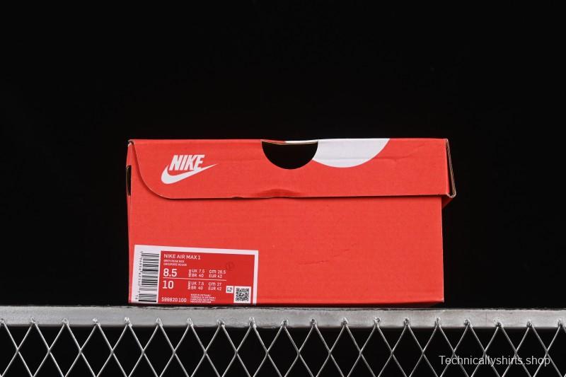 Nike Air Max 1 Retro Running Shoes with Half-Sole Air Cushion - 599820-100