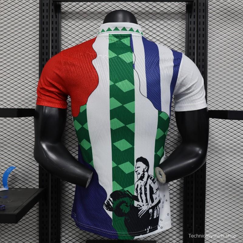 Player Version 25/26 Real Betis Multi-Club White with Colorful Tribute Patchwork Jersey