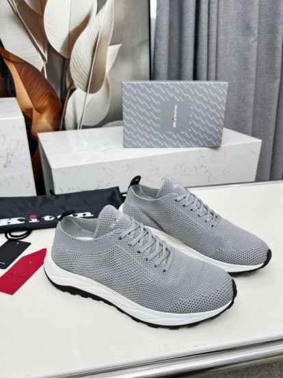 2025 Men Kiton Grey Knit Mesh Sneakers Lightweight Rubber Sole AS00320