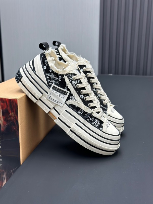 2025 Unisex XVESSEL Black White Canvas Plimsolls Distressed AS00240
