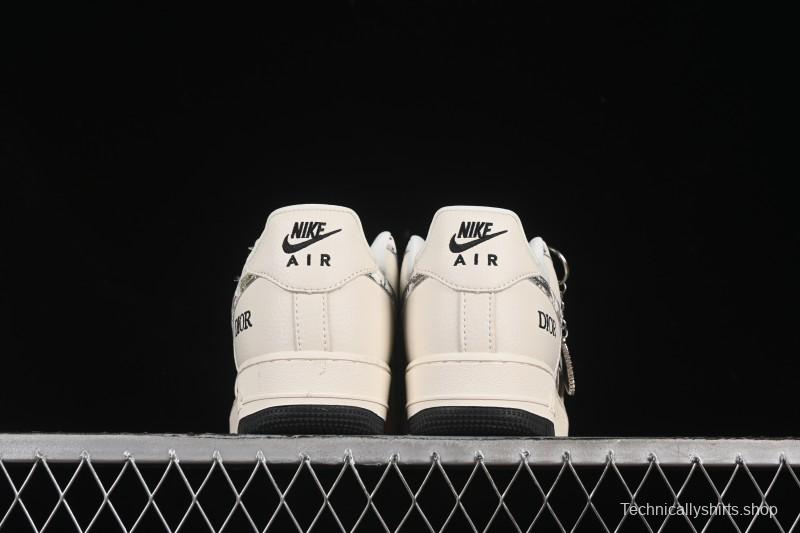 Nike Air Force 1 '07 Low Dior Collaboration Gray Floral Low-Top Casual Sneakers - DF0188-064