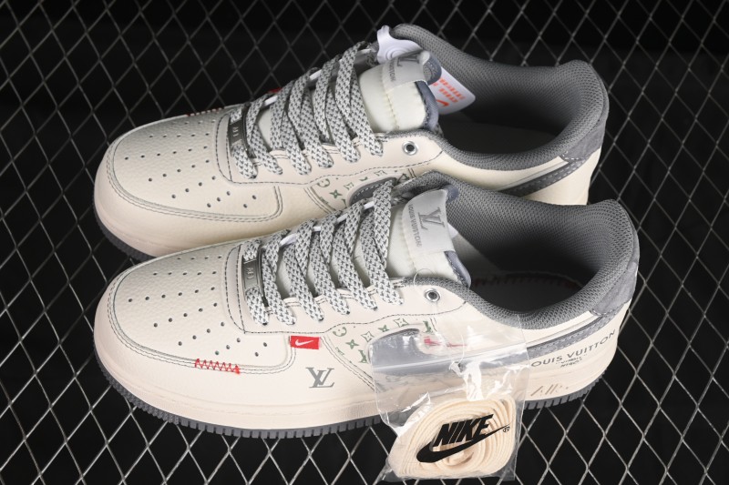Nike Air Force 1 '07 Low LV Collaboration Light Gray Small Double Hook Casual Sneakers - YX5066-350