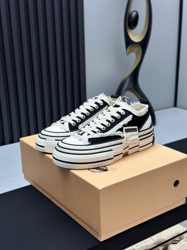 2025 Unisex XVESSEL Black White Canvas Plimsolls Vulcanized Shoes AS00240