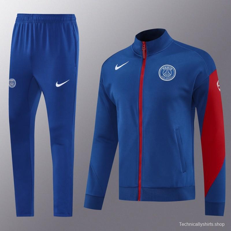 25/26 PSG Blue Full Hoodie Zipper Jacket +Long Pants