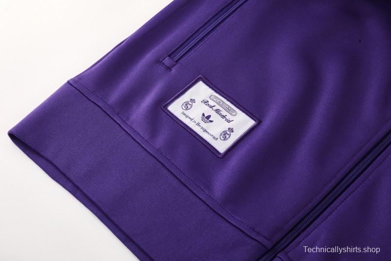 25/26 Real Madrid Purple Full Zipper Jacket +Long Pants