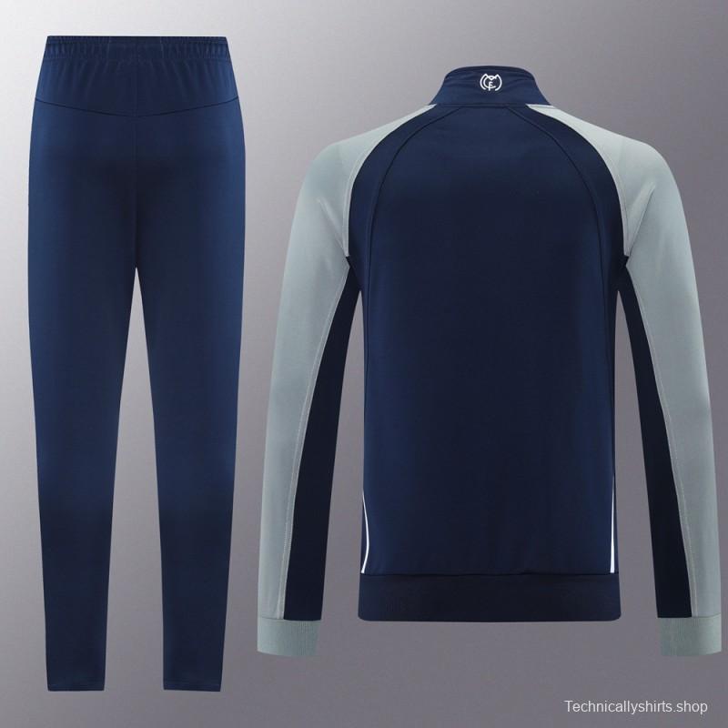 25/26 Real Madrid Navy/Grey Full Zipper Jacket +Long Pants
