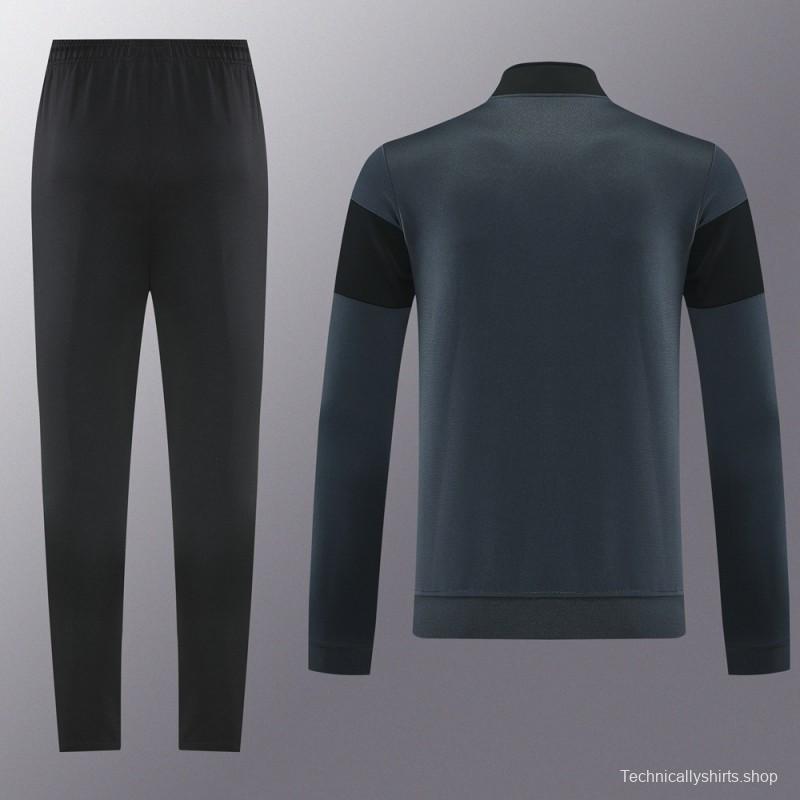 2025 Nike Black/Deep Grey Full Hoodie Zipper Jacket +Long Pants