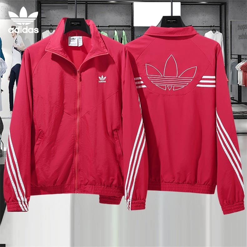 2025 Adidas Original Blue/Brick red/Bright Red/BLACK Full Zipper Windbreaker 4 Colors