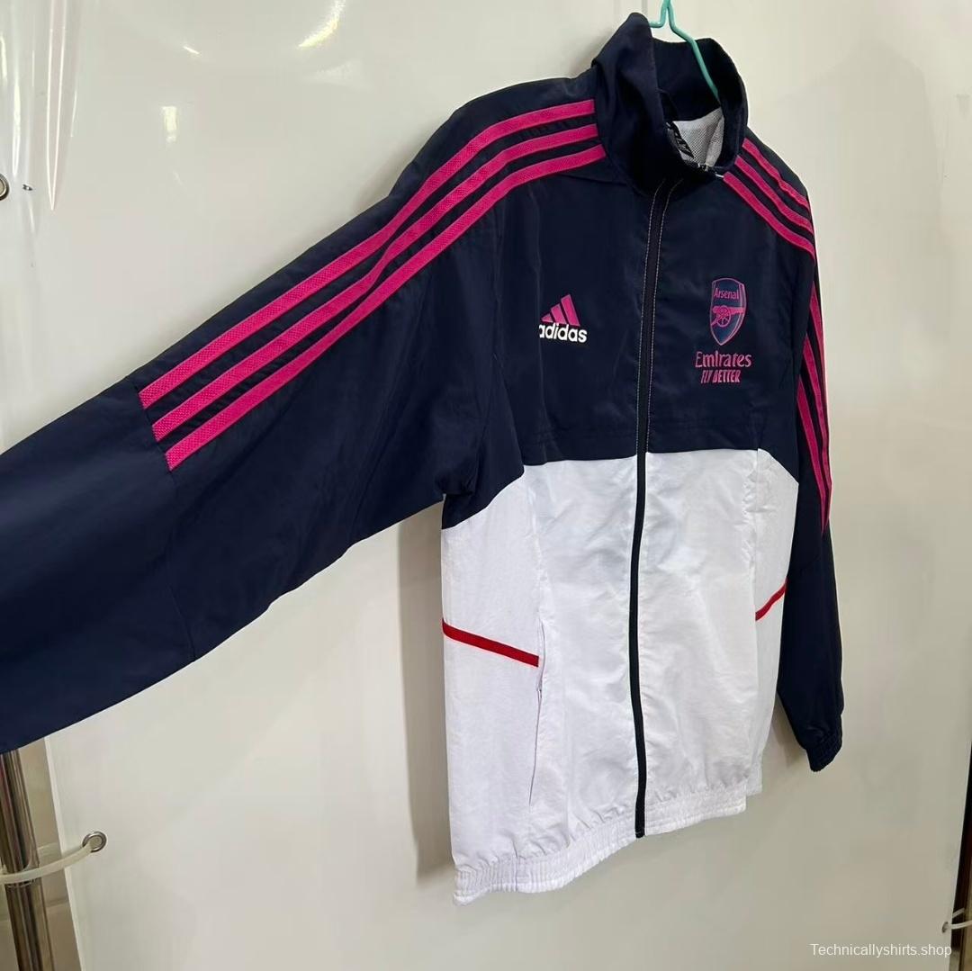 25/26 Arsenal Navy & White with Pink Stripes Windbreaker