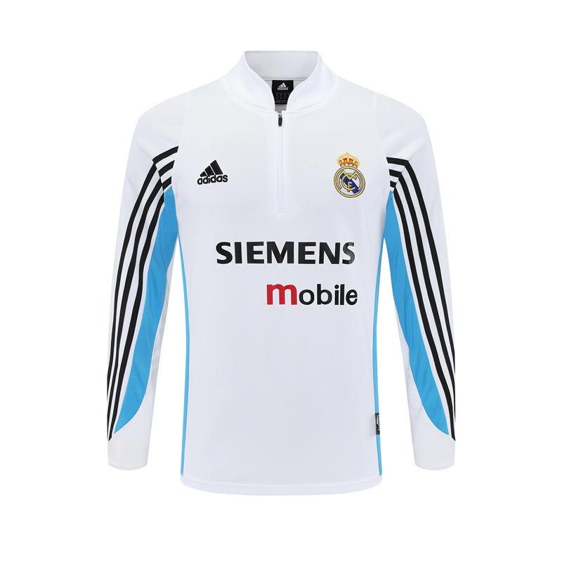 Retro 03/04 Real Madrid White Half Zipper Jacket+Long Pants