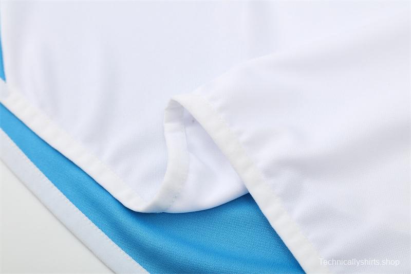 Retro 12/13 Real Madrid White/Blue Half Zipper Jacket+Long Pants