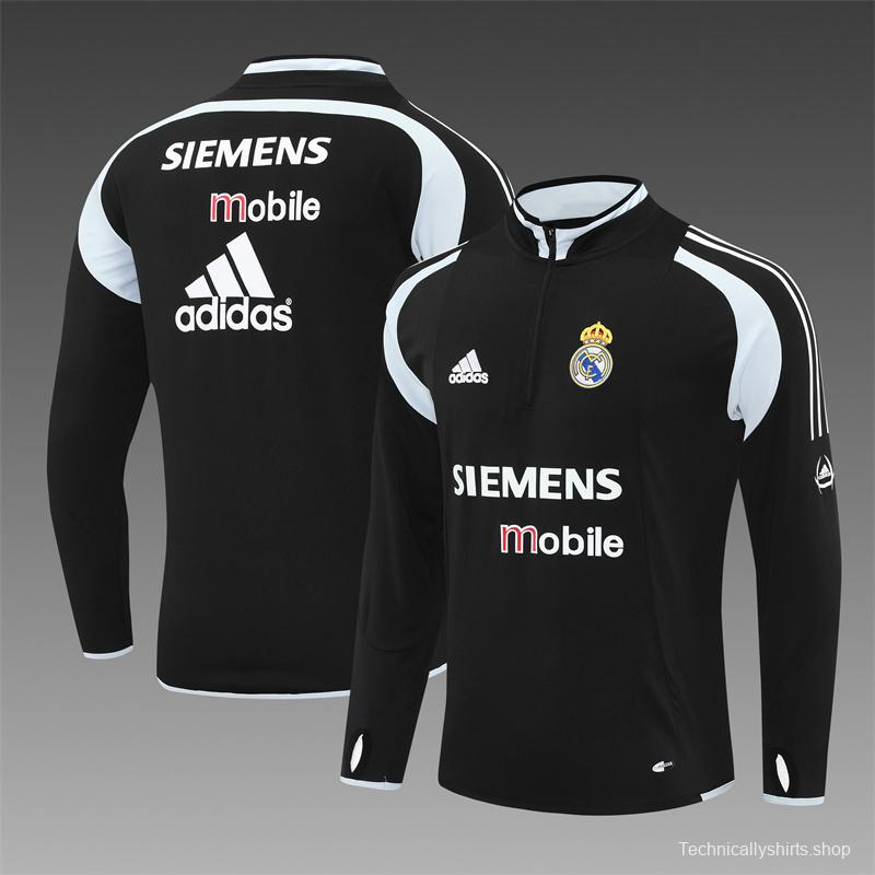 Retro 04/05 Real Madrid Black Half Zipper Jacket+Long Pants