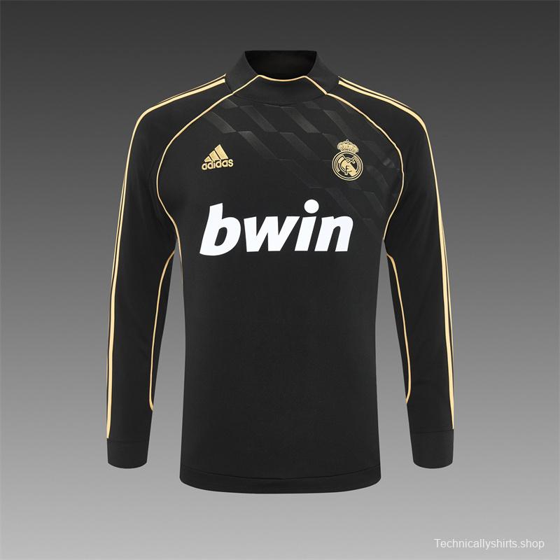 Retro 11/12 Real Madrid Black Half Zipper Jacket+Long Pants