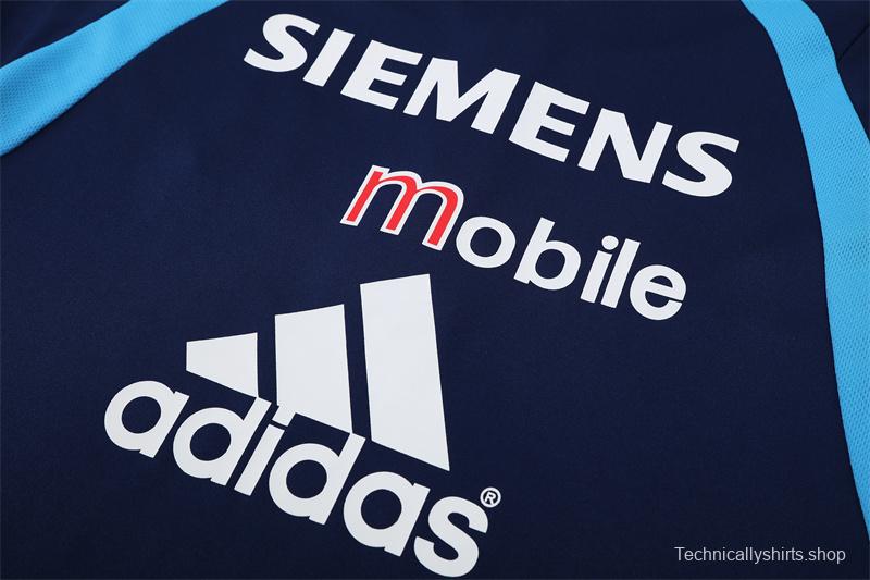 Retro 03/04 Real Madrid Royal Blue Half Zipper Jacket+Long Pants