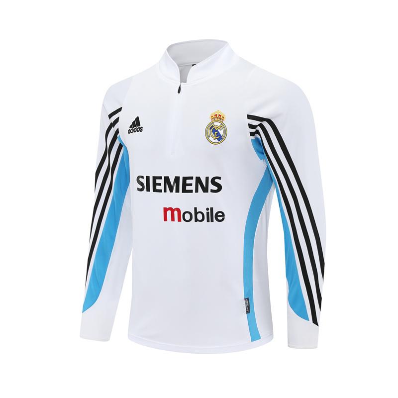 Retro 03/04 Real Madrid White Half Zipper Jacket
